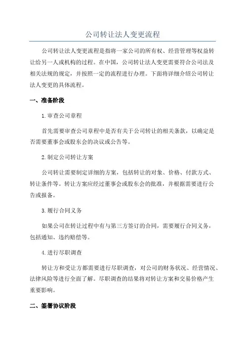 公司转让法人变更流程
