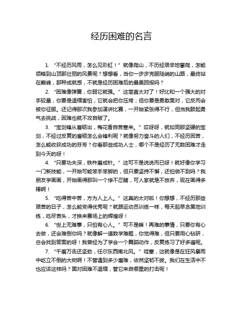 经历困难的名言