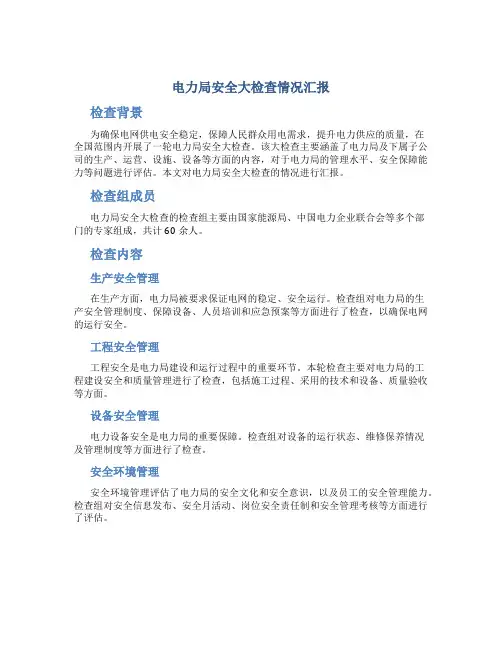 电力局安全大检查情况汇报