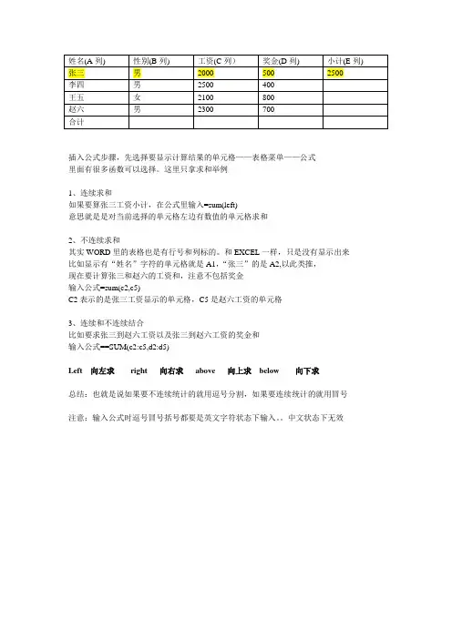 WORD公式详解