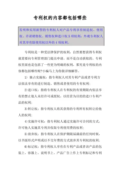专利权的内容都包括哪些