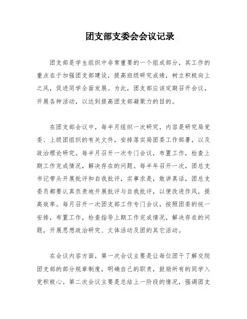 团支部支委会会议记录