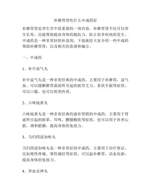 补脾胃肾吃什么中成药好