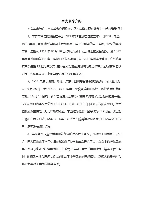 辛亥革命介绍