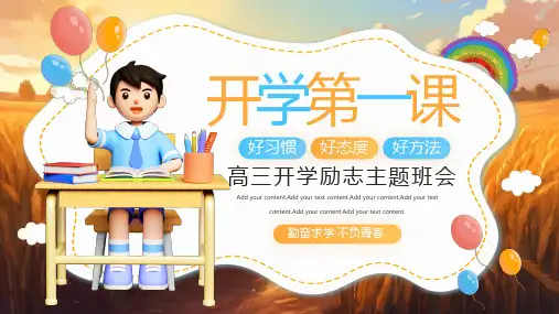 好习惯+好态度+好方法—开学第一课—高三开学励志主题班会课件