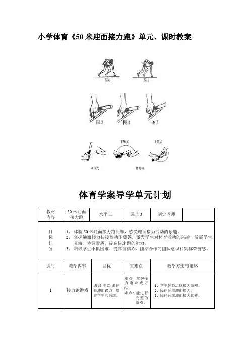 小学体育《50米迎面接力跑》单元、课时 教案