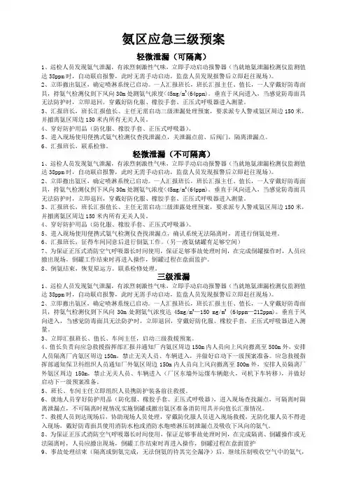 氨区应急三级预案