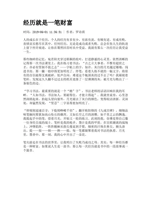 经历就是一笔财富