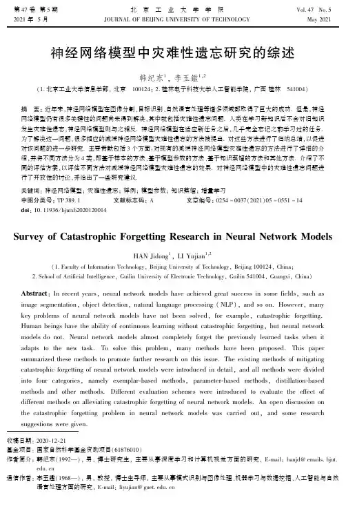 神经网络模型中灾难性遗忘研究的综述