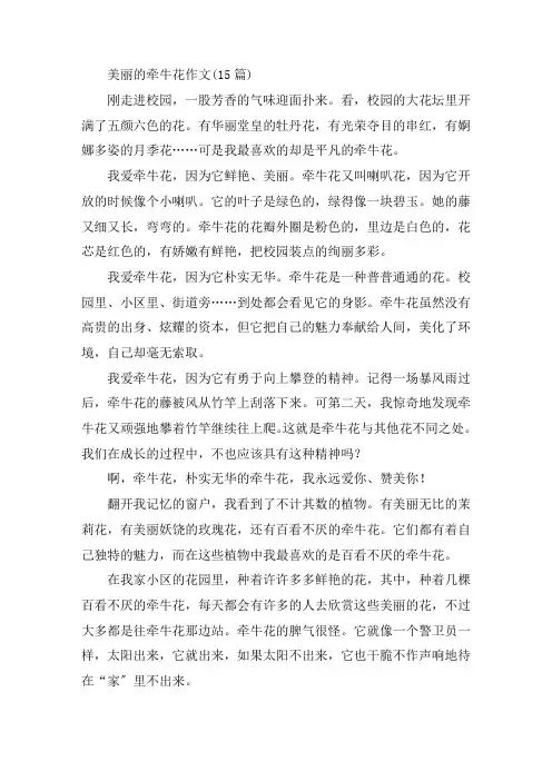 中小学美丽的牵牛花作文(15篇)
