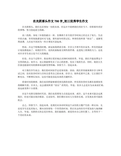 在光阴那头作文700字_初三优秀学生作文