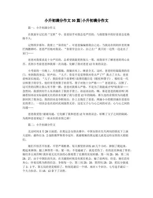 小升初满分作文30篇小升初满分作文
