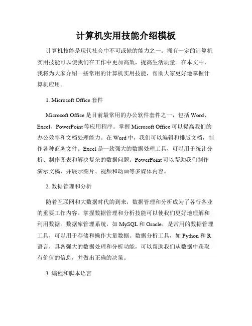 计算机实用技能介绍模板