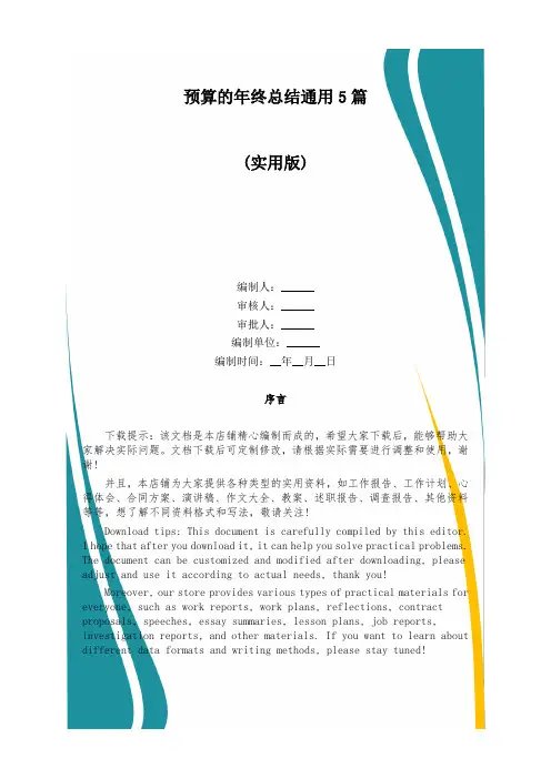 预算的年终总结通用5篇