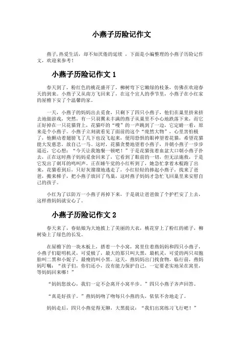  小燕子历险记作文
