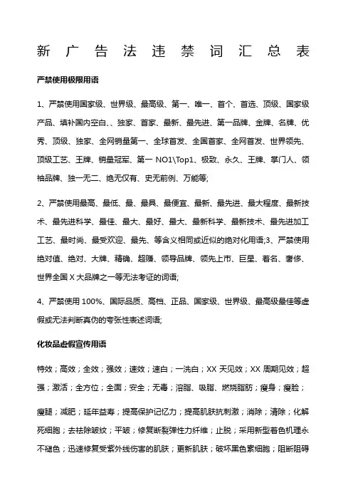 新广告法违禁词汇总