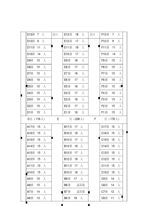 礼堂座位分布图(详细版)