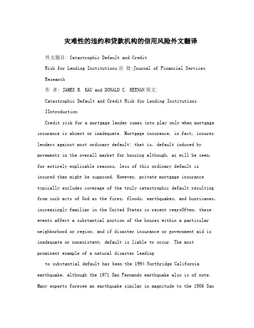 灾难性的违约和贷款机构的信用风险外文翻译