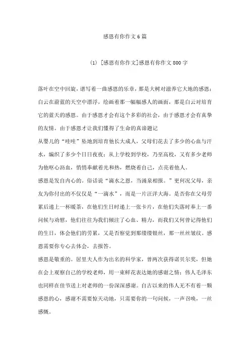 感恩有你作文6篇