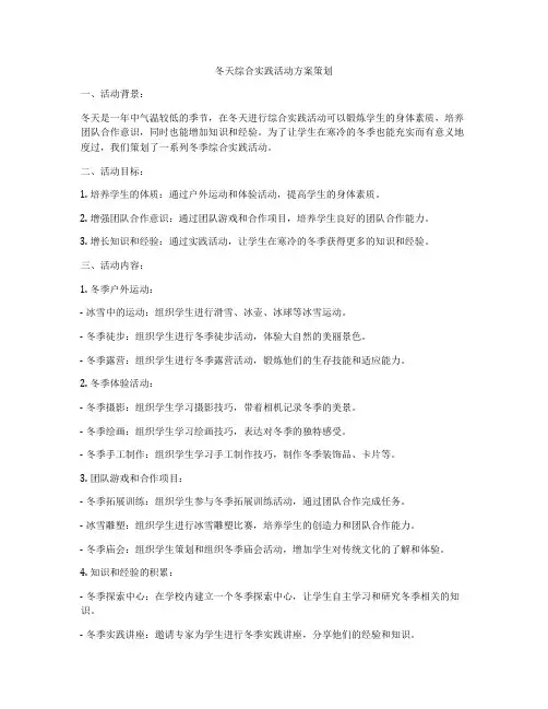 冬天综合实践活动方案策划