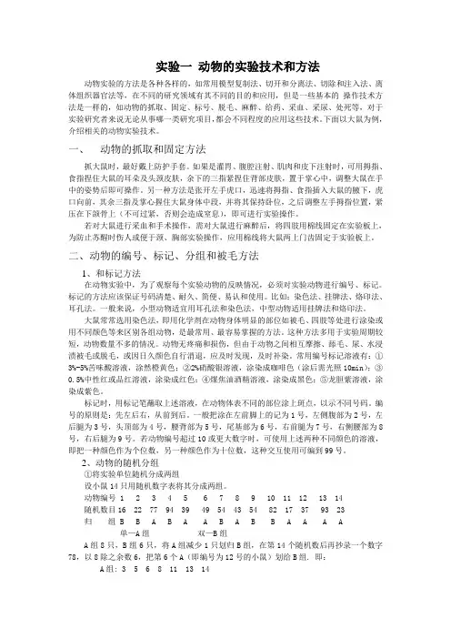 动物的实验技术和方法