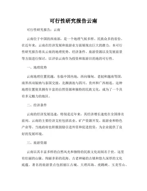 可行性研究报告云南
