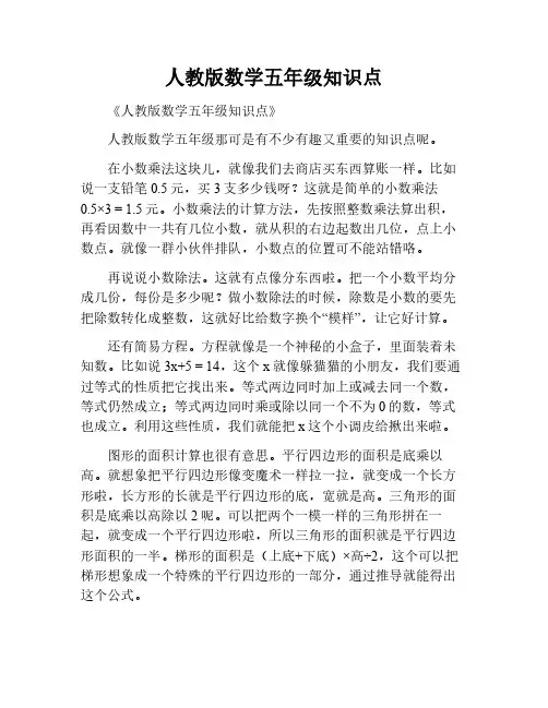 人教版数学 5年级知识点