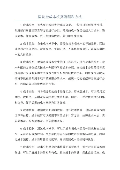 医院全成本核算流程和方法