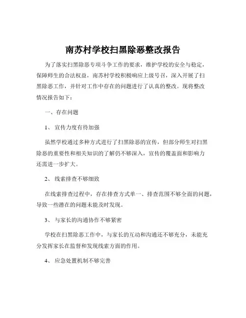 南苏村学校扫黑除恶整改报告
