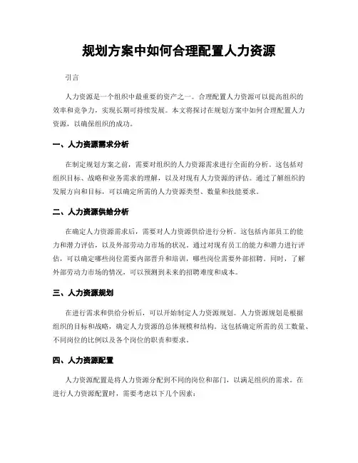规划方案中如何合理配置人力资源