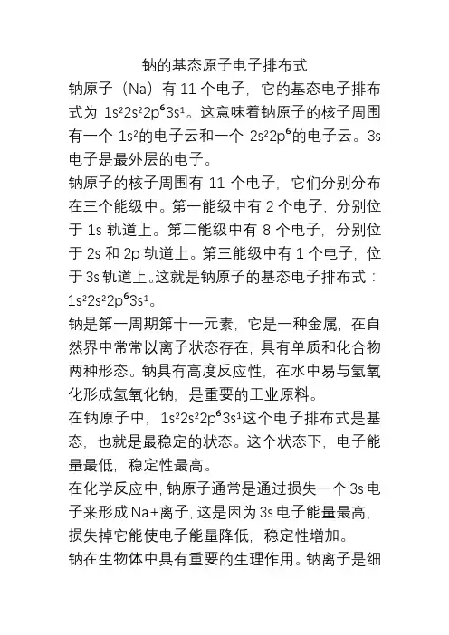钠的基态原子电子排布式