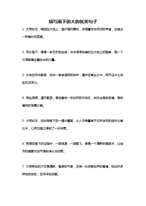 描写雨下的大的优美句子