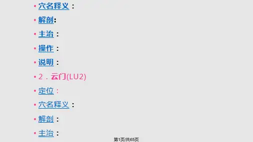 手太阴肺经PPT课件