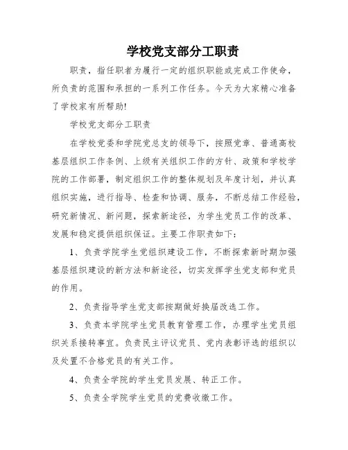 学校党支部分工职责
