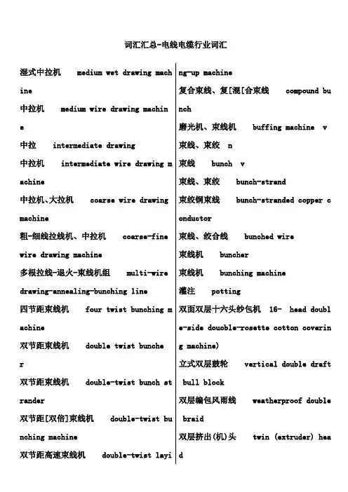 电线电缆行业词汇