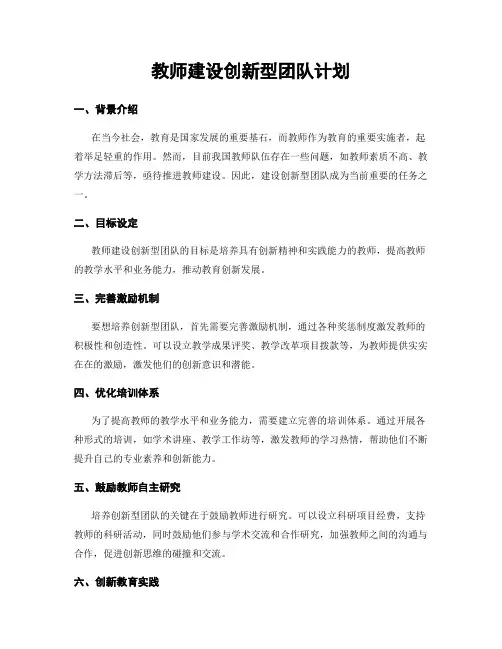 教师建设创新型团队计划