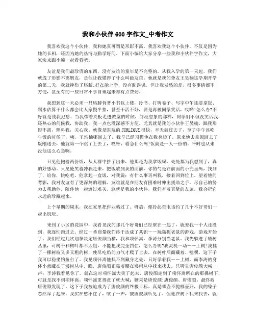 我和小伙伴600字作文_中考作文