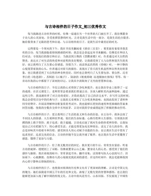 与古诗相伴的日子作文_初三优秀作文