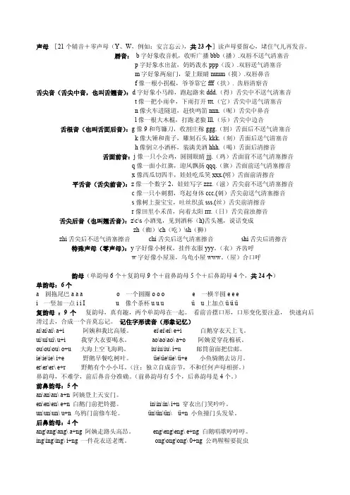 打印版拼音描红声母韵母全