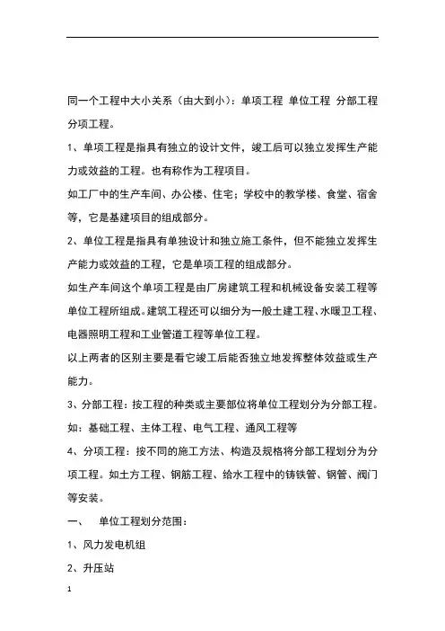风电场工程项目划分