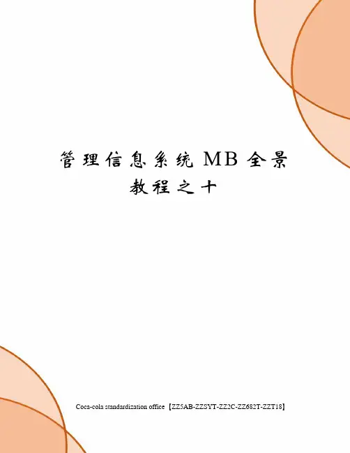 管理信息系统MB全景教程之十修订稿