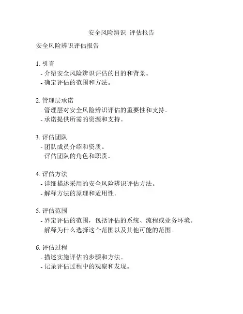 安全风险辨识  评估报告