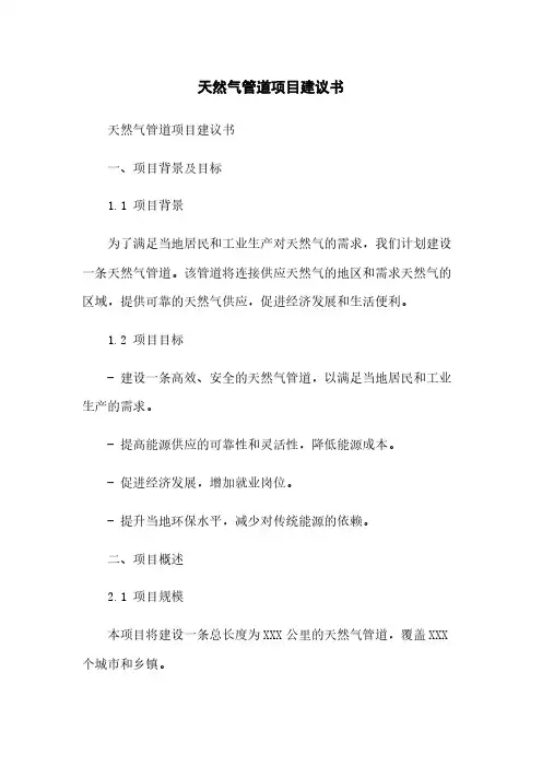 天然气管道项目建议书