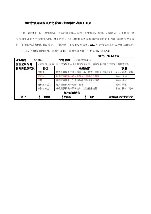 ERP中销售流程及财务管理应用案例之流程图