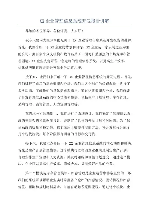 XX企业管理信息系统开发报告讲解