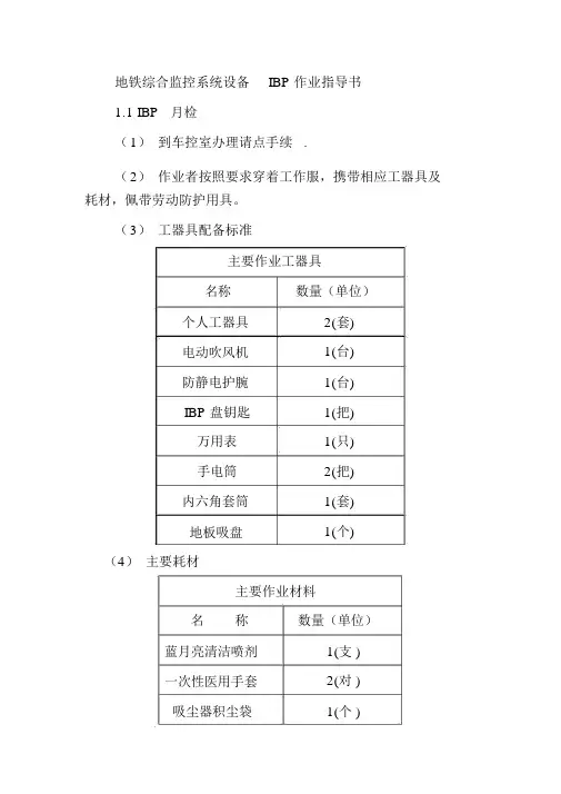 地铁综合监控系统设备IBP作业指导书