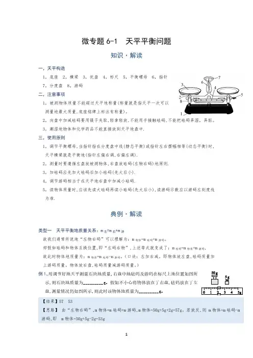 微专题(密度)天平平衡问题—(疑难解读+解题技巧)2021届九年级物理中考复习(优等生)专题讲义