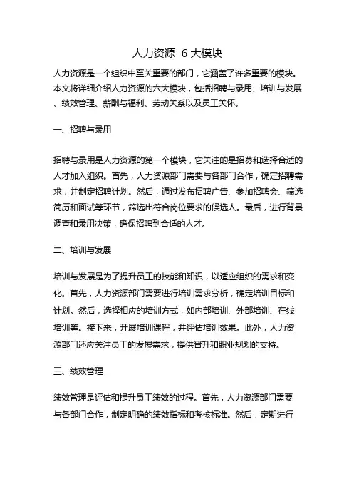 人力资源 6大模块