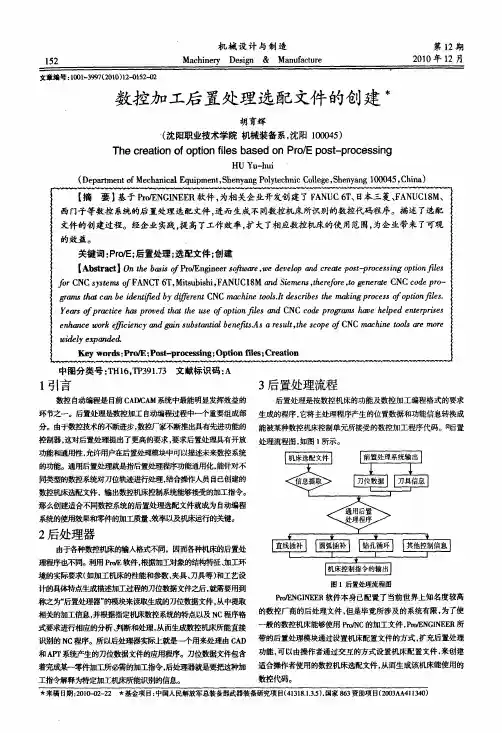 数控加工后置处理选配文件的创建