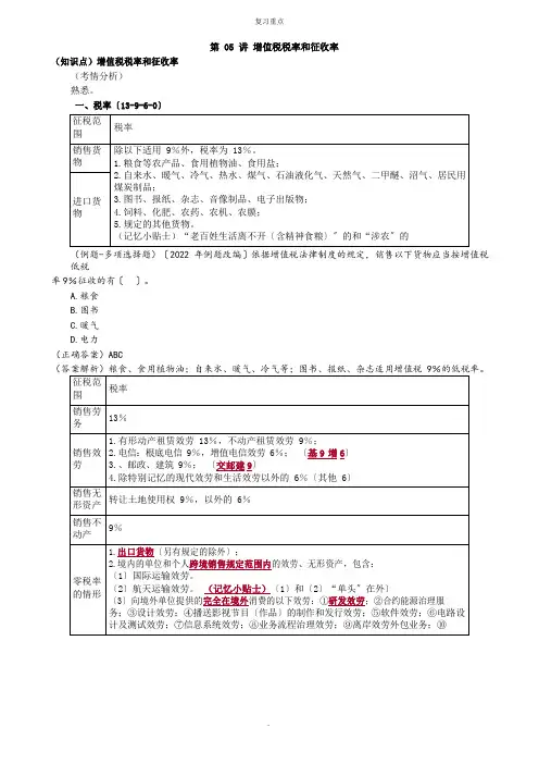 增值税税率和征收率考点